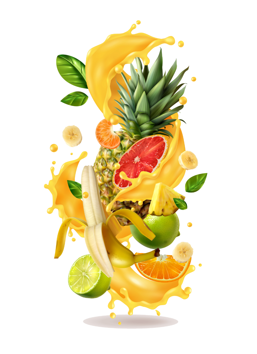 Fresh fruit splash — mango, banana, pineapple and citrus